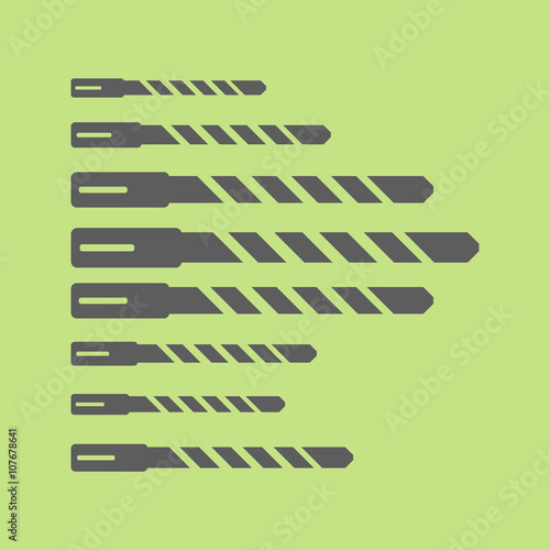 Set of steel hammer drill bits