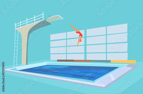 Sport pool. Vector flat cartoon illustration