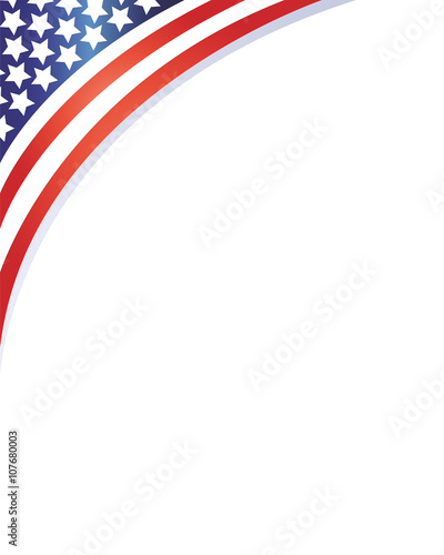 American flag symbols corner frame with empty white space for your text.