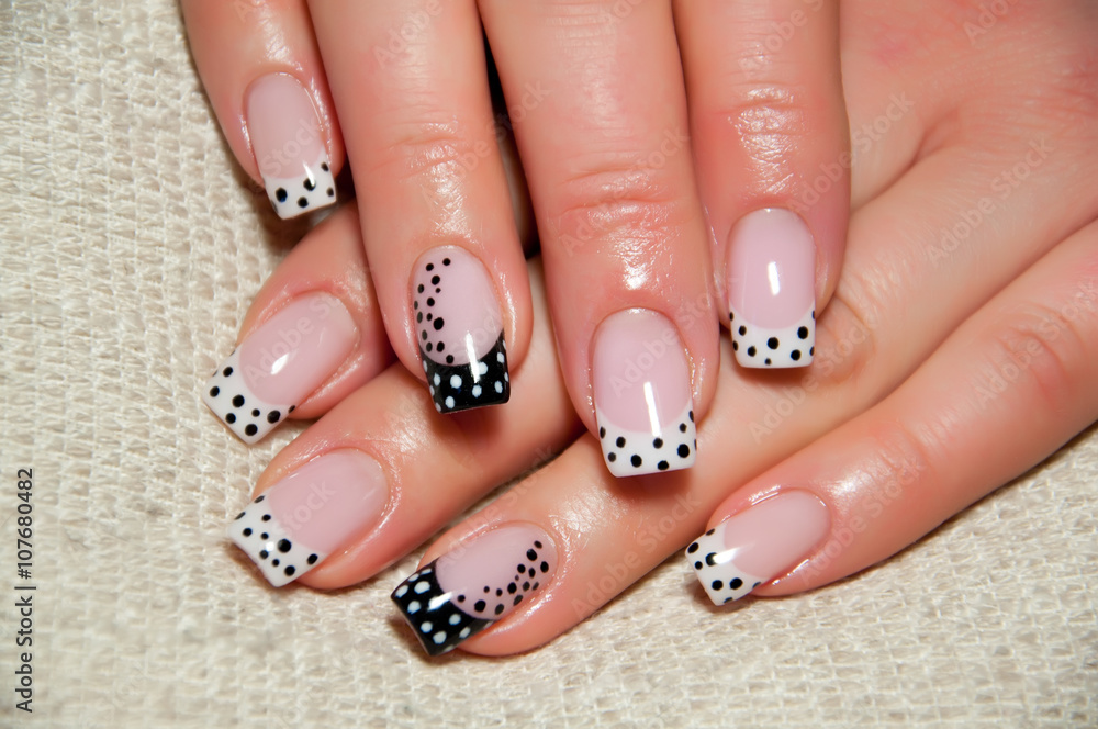 fun black and white polka dot manicure fun black and white polka dot manicure
