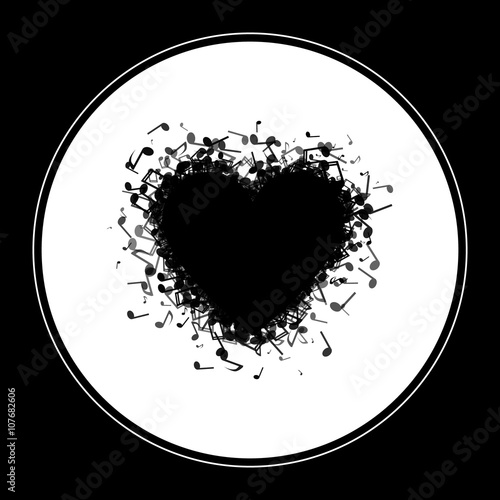 Heart made of of music notes