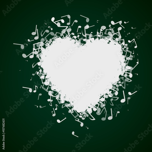 Heart made of of music notes