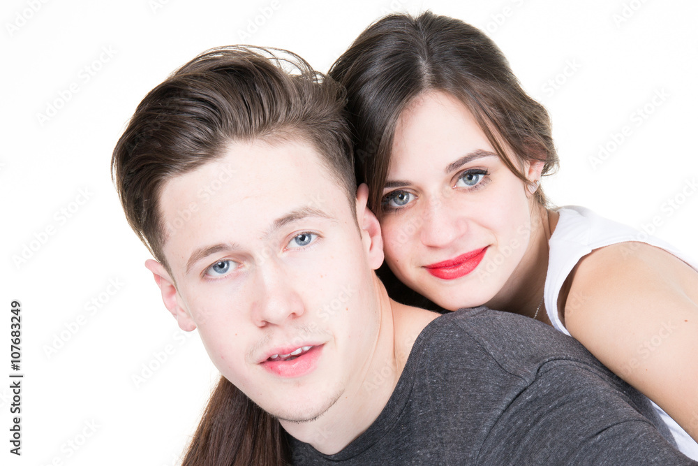 Young beautiful couple, isolated on white background Young beautiful couple, isolated on white background