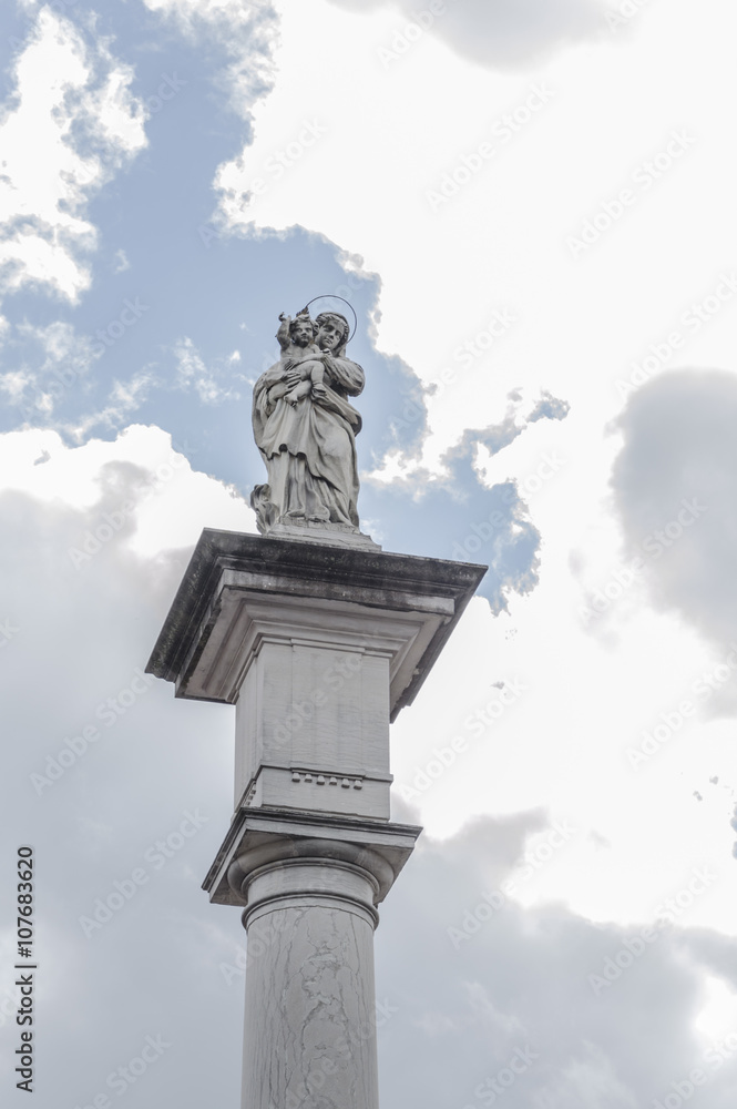 Column with Statue of Madonna and Jesus
