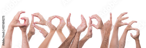 Foto Wort Groupie aus Händen