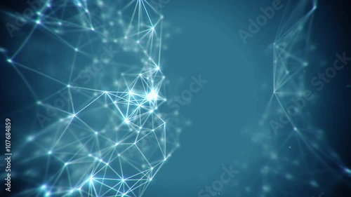 Abstract connecting lines and dots structure animation on dark blue background