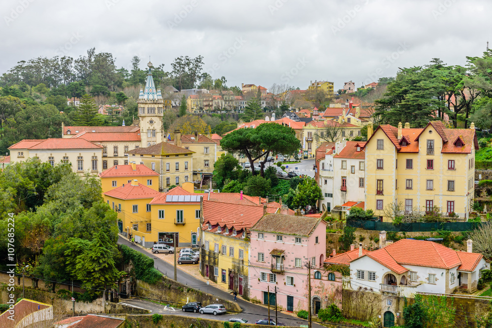 view of the historic part of Sintra, Portugal.