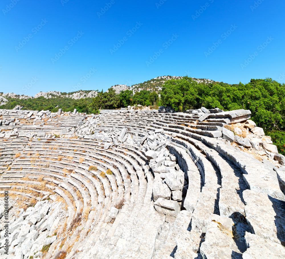 the old  temple and theatre in termessos antalya turkey asia sky