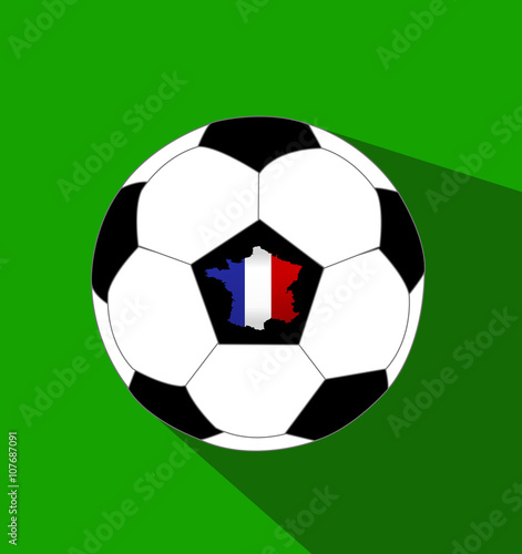 Soccer ball and a France map with France flag
