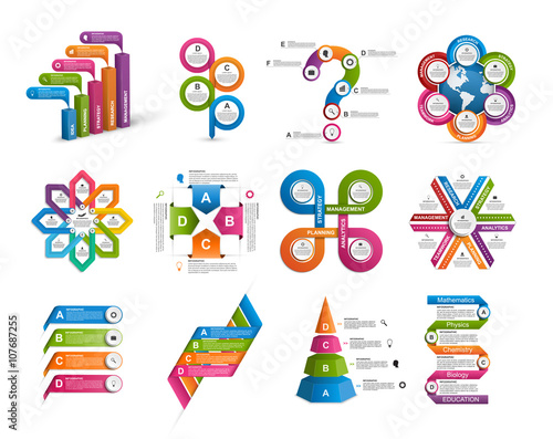 Collection of colorful infographics. Design elements.