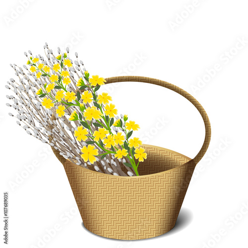 Willow and flowers in basket