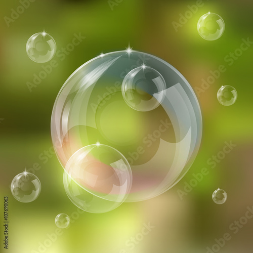 Realistic soap bubbles set isolated vector illustration