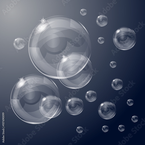 Realistic soap bubbles set isolated vector illustration