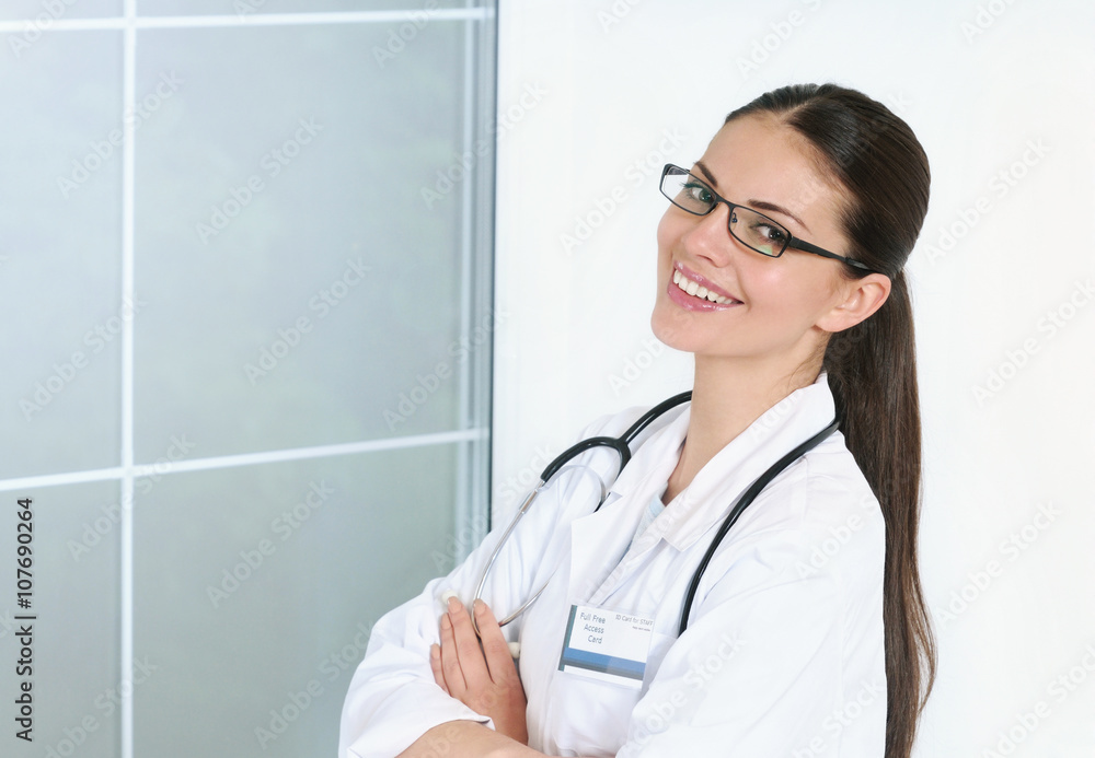 Smiling medical doctor woman with stethoscope Smiling medical doctor woman with stethoscope