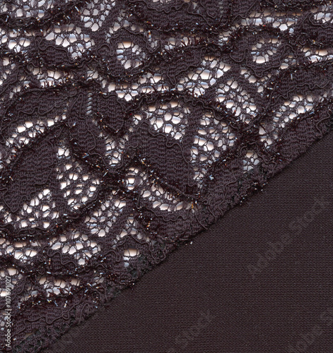 Black knitted underwear with lace. Close-up fragment