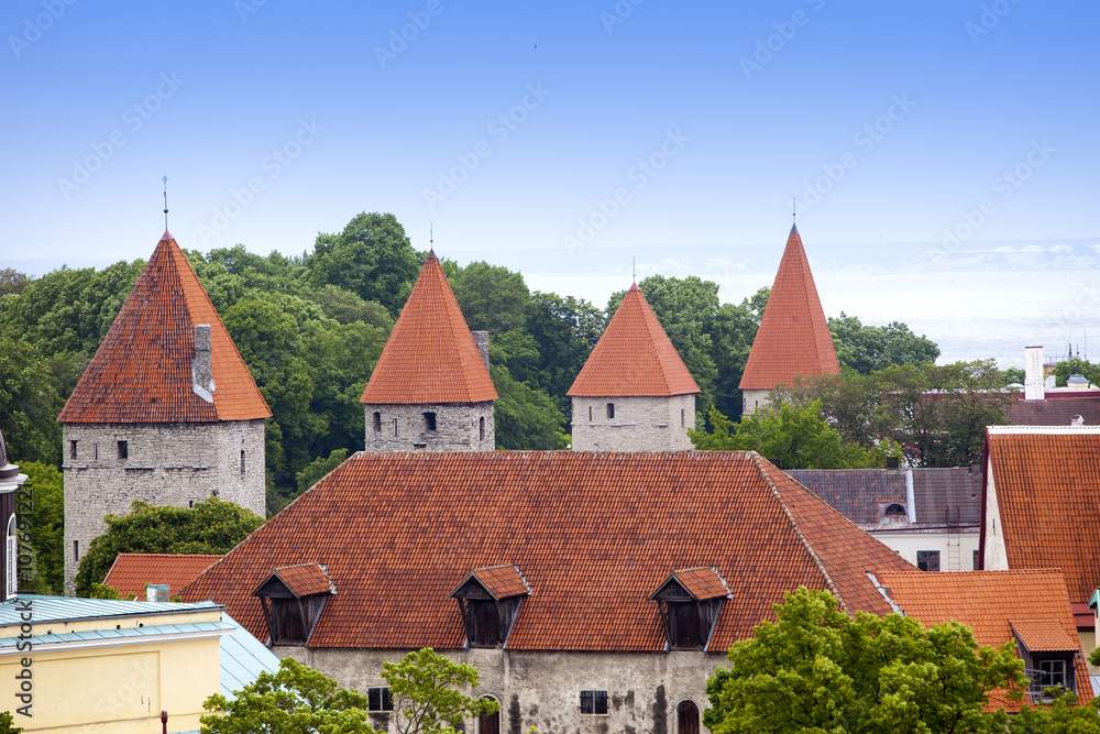 View of Old city's roofs. Tallinn. Estonia.