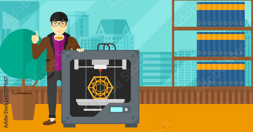 Man with three D printer.