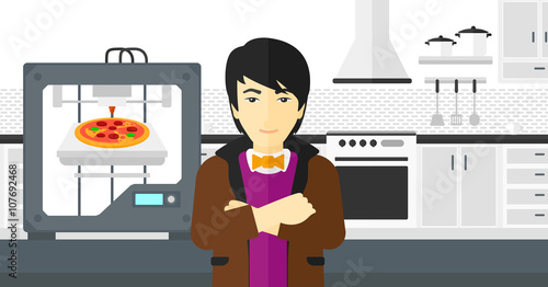 Man with three D printer.