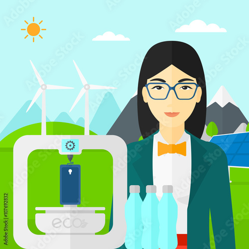 Woman with three D printer.