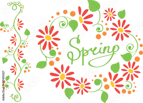Сolorful floral border and frame