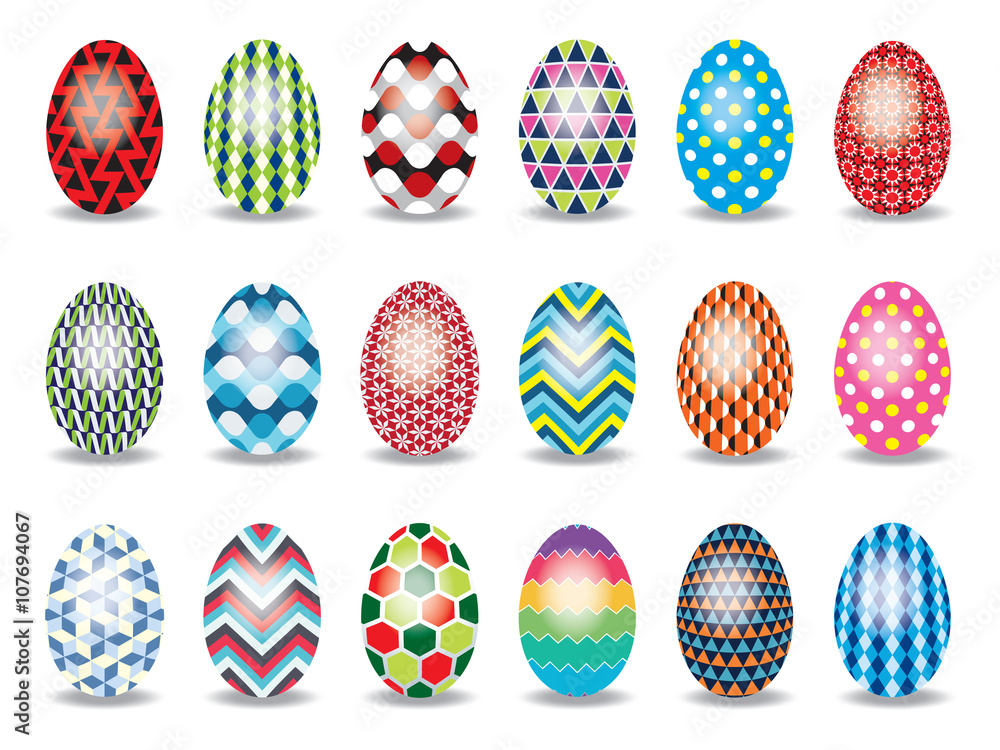 Collection of Easter Eggs with Shadows Collection of Easter Eggs with Shadows
