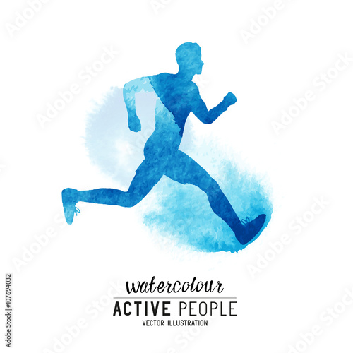 Watercolour Running Man Vector