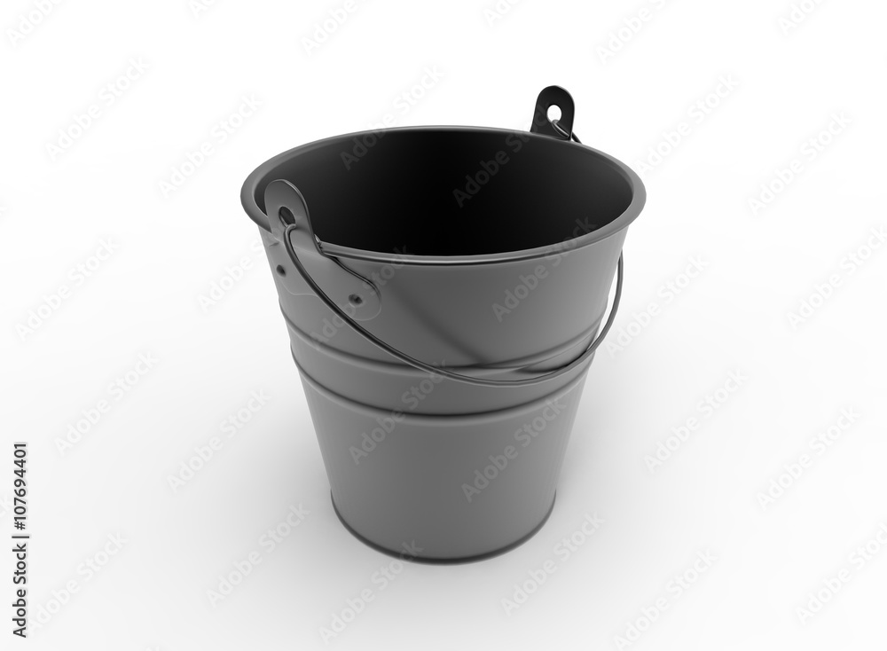 bucket 3D illustration on white background isolated object with shadow. simple tool for keeping water. bucket 3D illustration on white background isolated object with shadow. simple tool for keeping water.