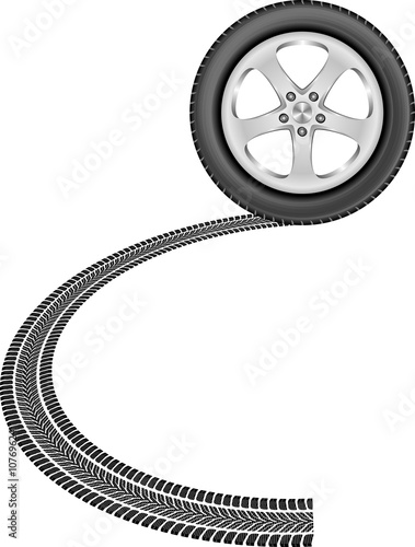 isolated wheel and tire track