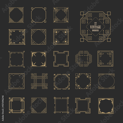 Decorative retro vintage frames and borders set