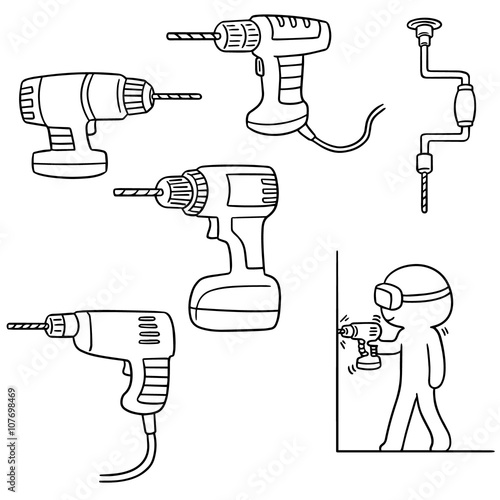 vector set of drill