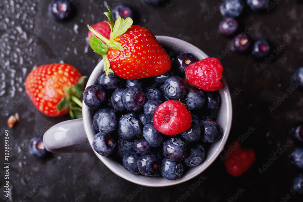 Blueberries, dark rustic style Blueberries, dark rustic style