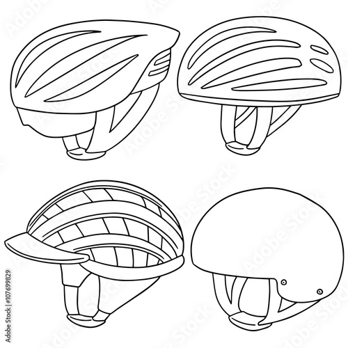 vector set of bicycle helmet