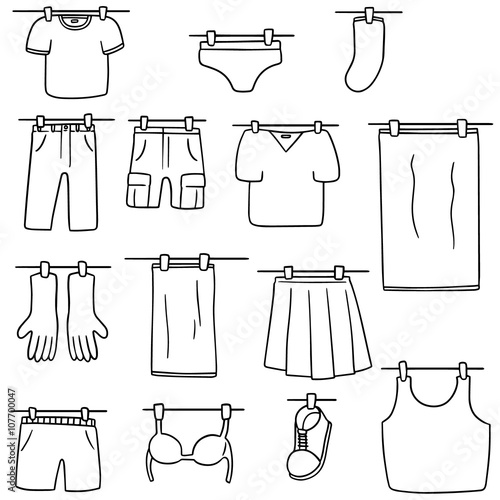 vector set of drying clothes