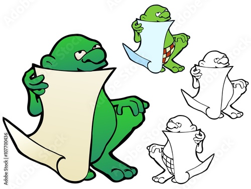 Strange little creature holding a piece of paper for your text