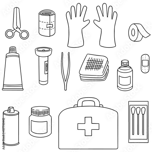 vector set of first aid kit