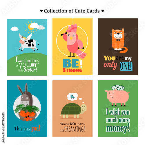 Collection of cute cards for different occasions