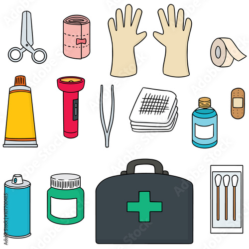 vector set of first aid kit
