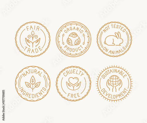 Vector set of badges and labels in trendy linear style