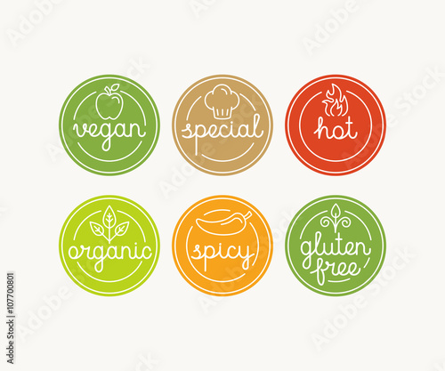 Vector set of food menu badges and labels with hand-lettering an