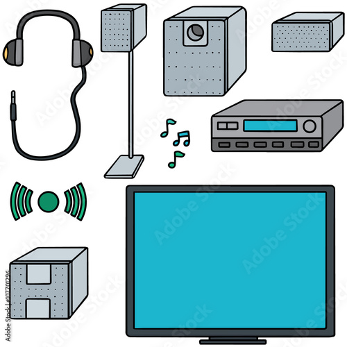 vector set of home theatre