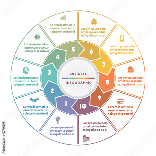  Infographic numbered ten position Area chart