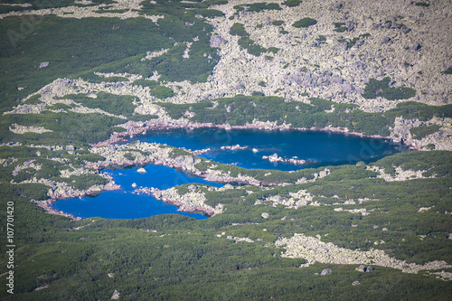 View of mountain lake from the top