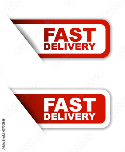 red vector set stickers fast delivery