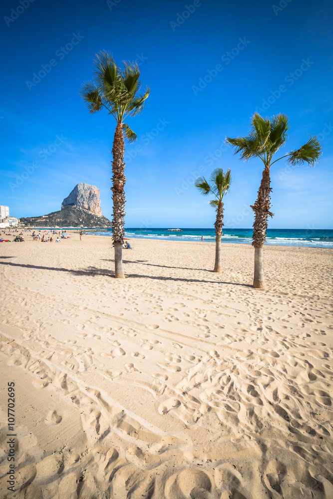 Calpe. Alicante. Arenal Bol beach Mediterranean sea in Spain.