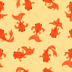 Wandcirkels Goudvis patronen Goudvissen illustratie naadloos patroon  © salvadorova