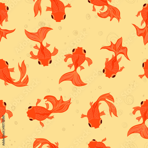 Goldfish Seamless Pattern - Illustration