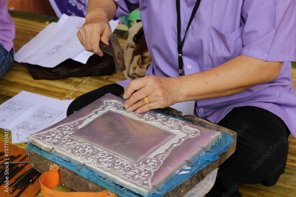 Obraz premium hand making silver craft, Thailand