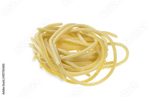 Pici spaghetti on white