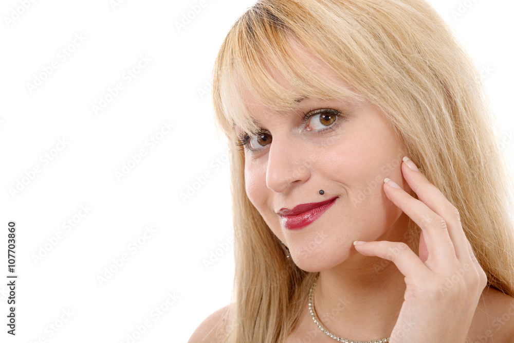 portrait of pretty woman with long straight blond hair. portrait of pretty woman with long straight blond hair.
