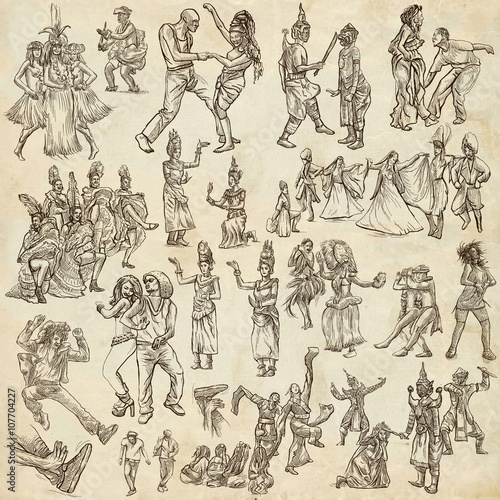 Dancers - Hand drawn collection  freehand sketching